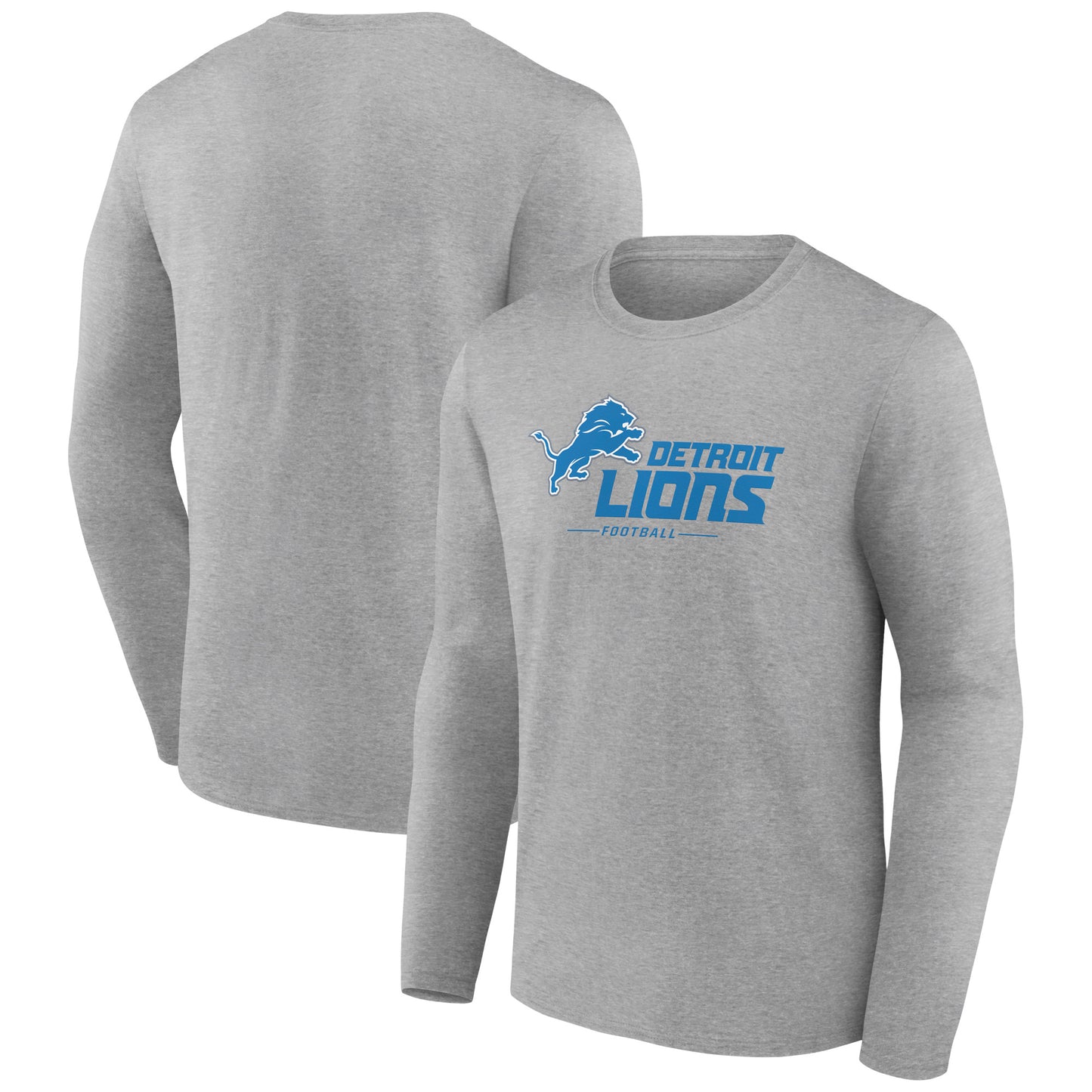 Men's Gray Detroit Lions Logo Team Lockup Long Sleeve T-Shirt