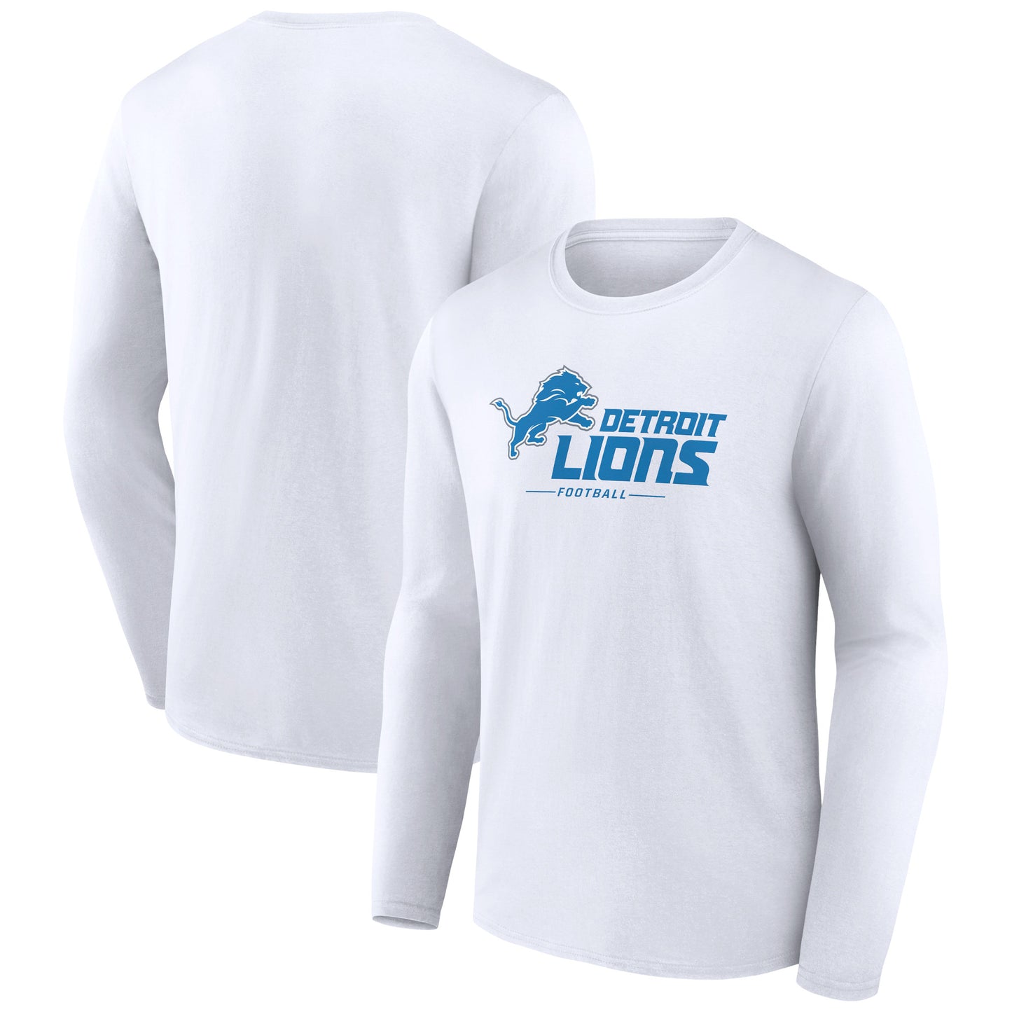 Men's White Detroit Lions Logo Team Lockup Long Sleeve T-Shirt