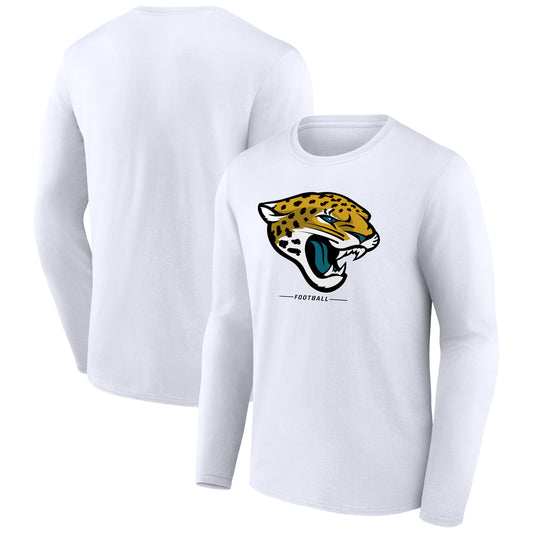 Men's White Jacksonville Jaguars Logo Team Lockup Long Sleeve T-Shirt