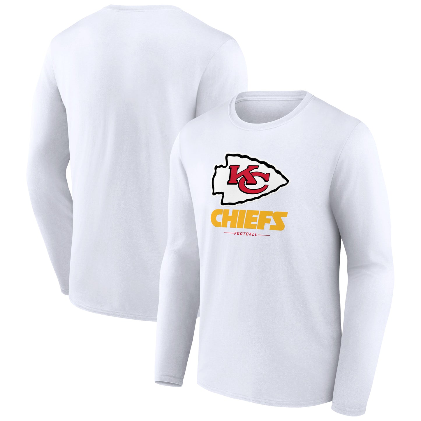 Men's White Kansas City Chiefs Logo Team Lockup Long Sleeve T-Shirt