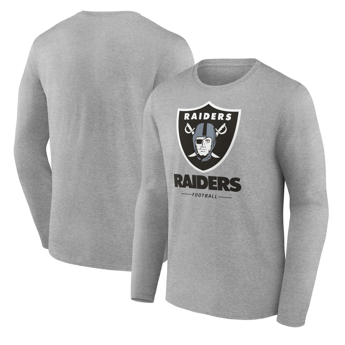 Men's Gray Las Vegas Raiders Logo Team Lockup Long Sleeve T-Shirt