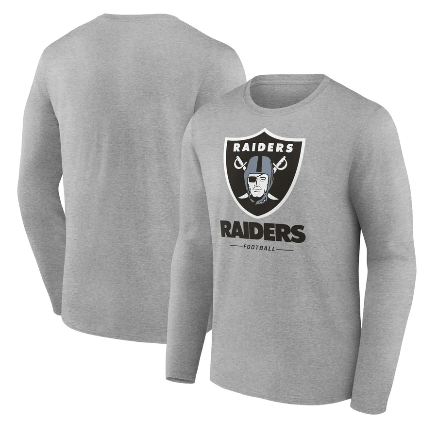 Men's Gray Las Vegas Raiders Logo Team Lockup Long Sleeve T-Shirt