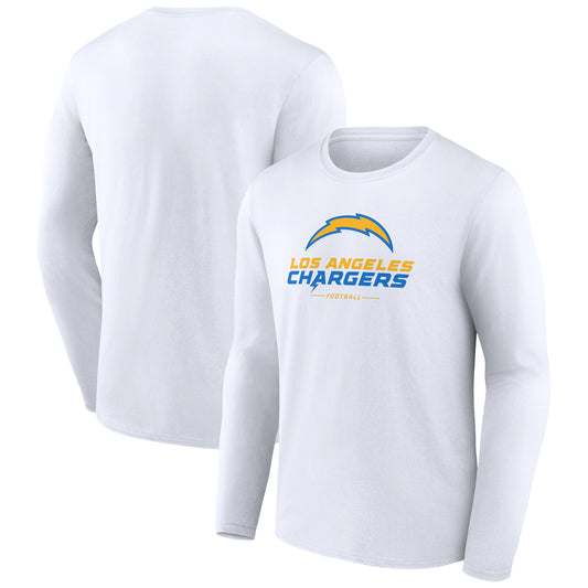 Men's White Los Angeles Chargers Logo Team Lockup Long Sleeve T-Shirt