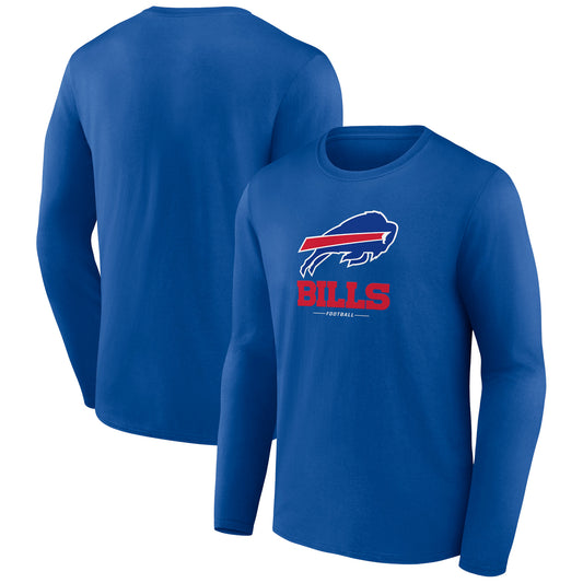 Men's Royal Buffalo Bills Logo Team Lockup Long Sleeve T-Shirt