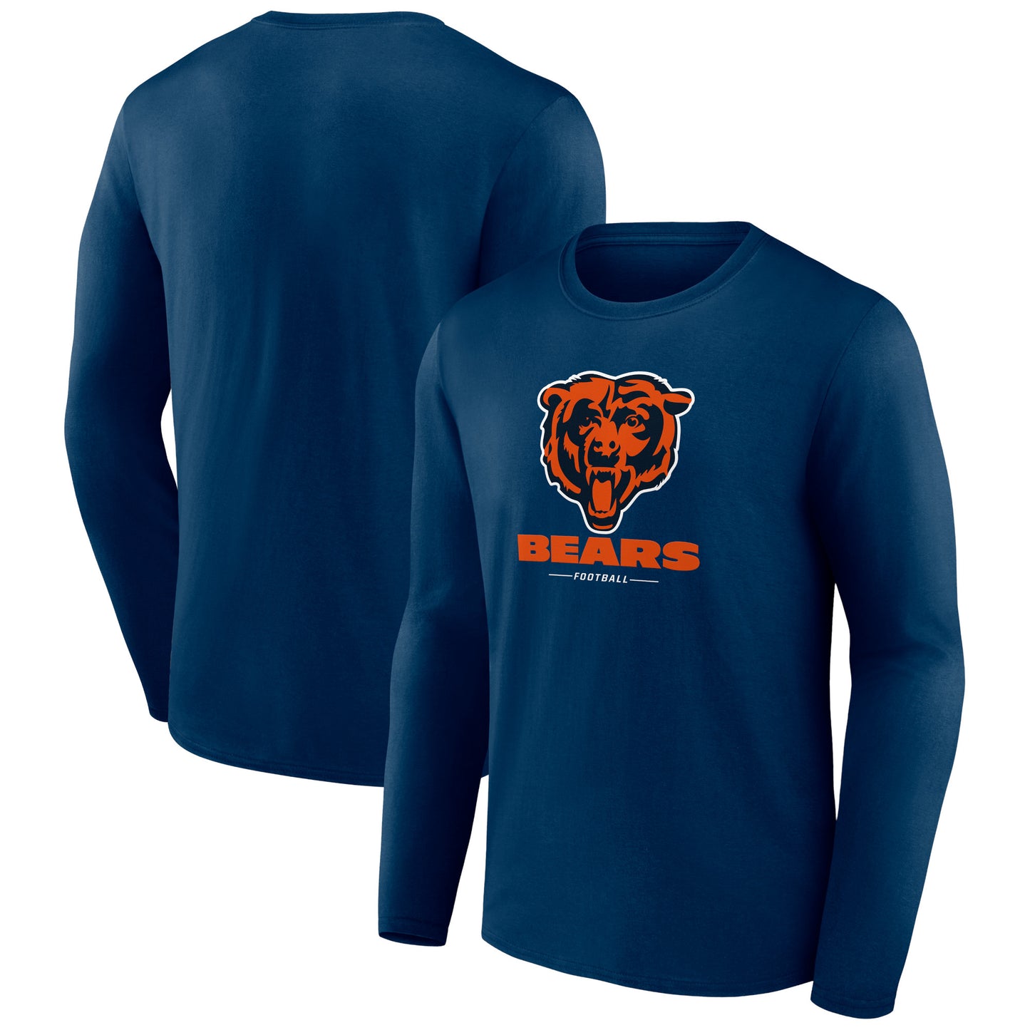 Men's Navy Chicago Bears Logo Team Lockup Long Sleeve T-Shirt