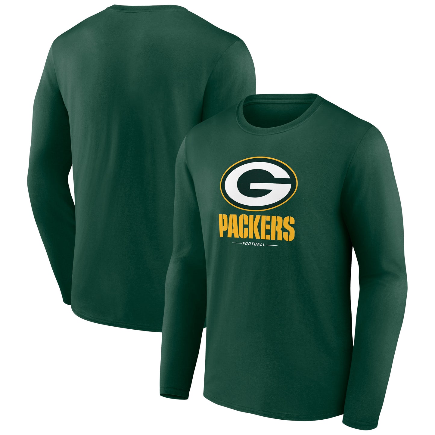 Men's Green Green Bay Packers Logo Team Lockup Long Sleeve T-Shirt