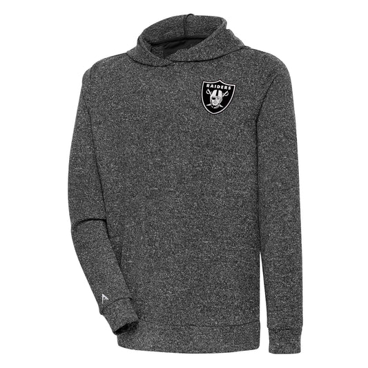 Men's Antigua Heather Black Las Vegas Raiders Metallic Logo Absolute Pullover Hoodie