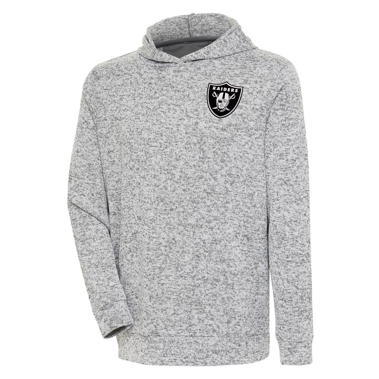 Men's Antigua Heather Gray Las Vegas Raiders Metallic Logo Absolute Pullover Hoodie