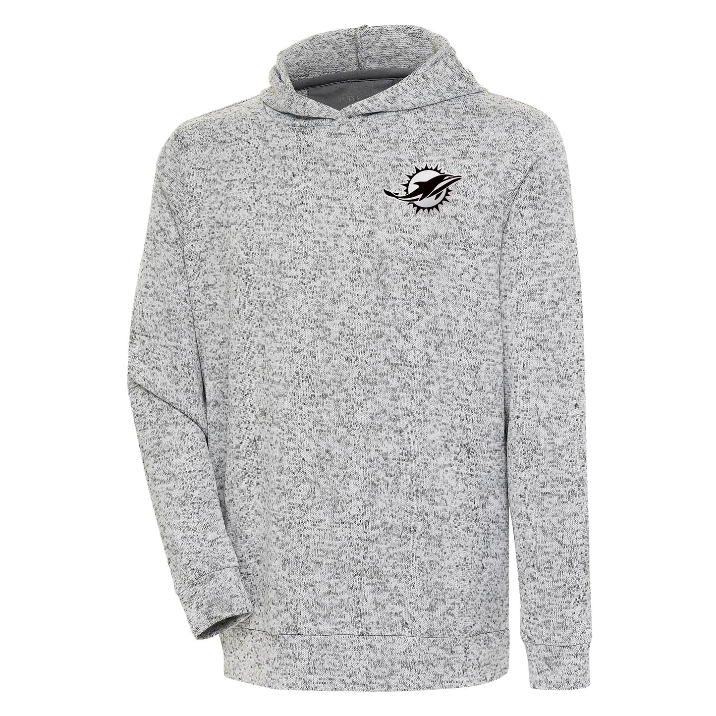 Men's Antigua Heather Gray Miami Dolphins Metallic Logo Absolute Pullover Hoodie