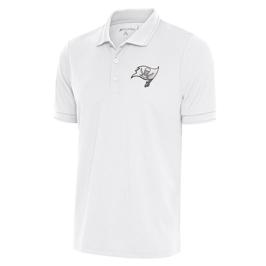 Men's Antigua White Tampa Bay Buccaneers Metallic Logo Affluent Polo