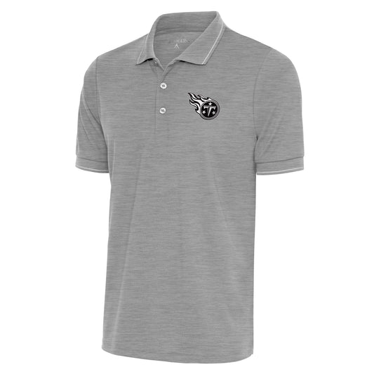 Men's Antigua Heather Gray Tennessee Titans Metallic Logo Affluent Polo