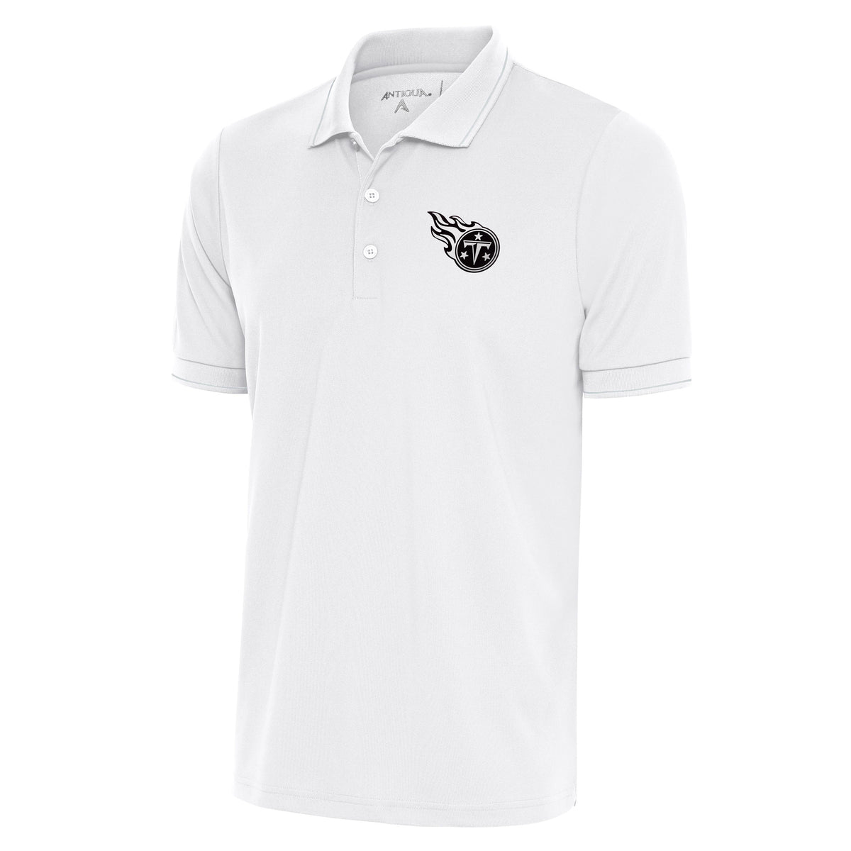 Men's Antigua White Tennessee Titans Metallic Logo Affluent Polo