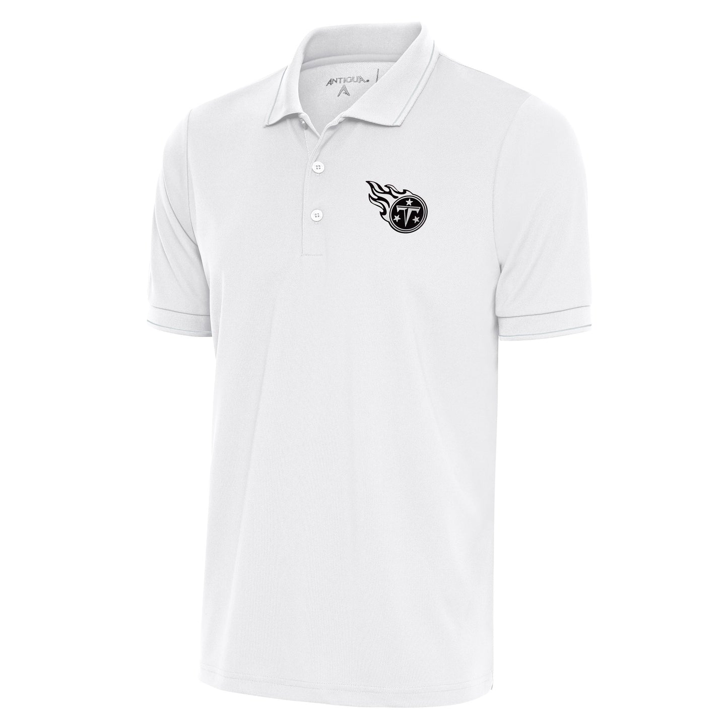 Men's Antigua White Tennessee Titans Metallic Logo Affluent Polo