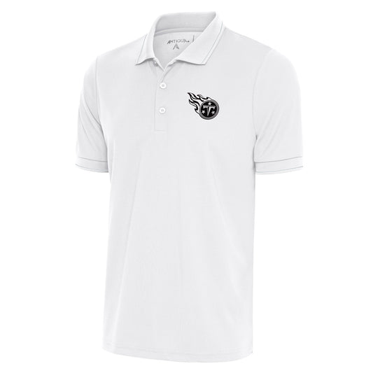 Men's Antigua White Tennessee Titans Metallic Logo Affluent Polo