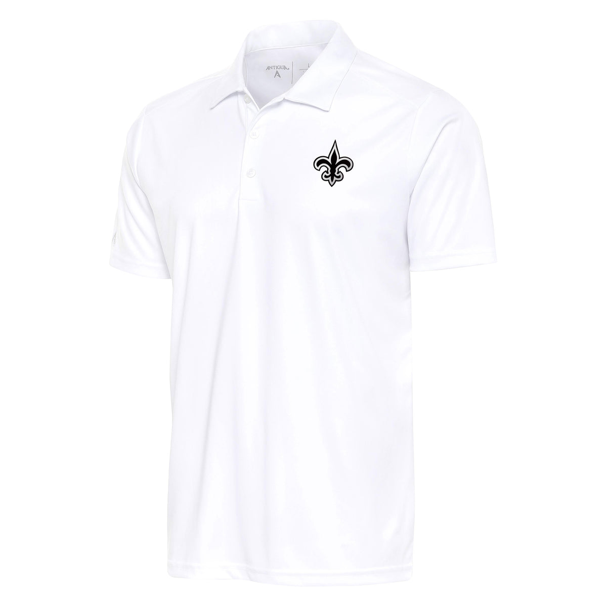 Men's Antigua White New Orleans Saints Metallic Logo Apex Polo