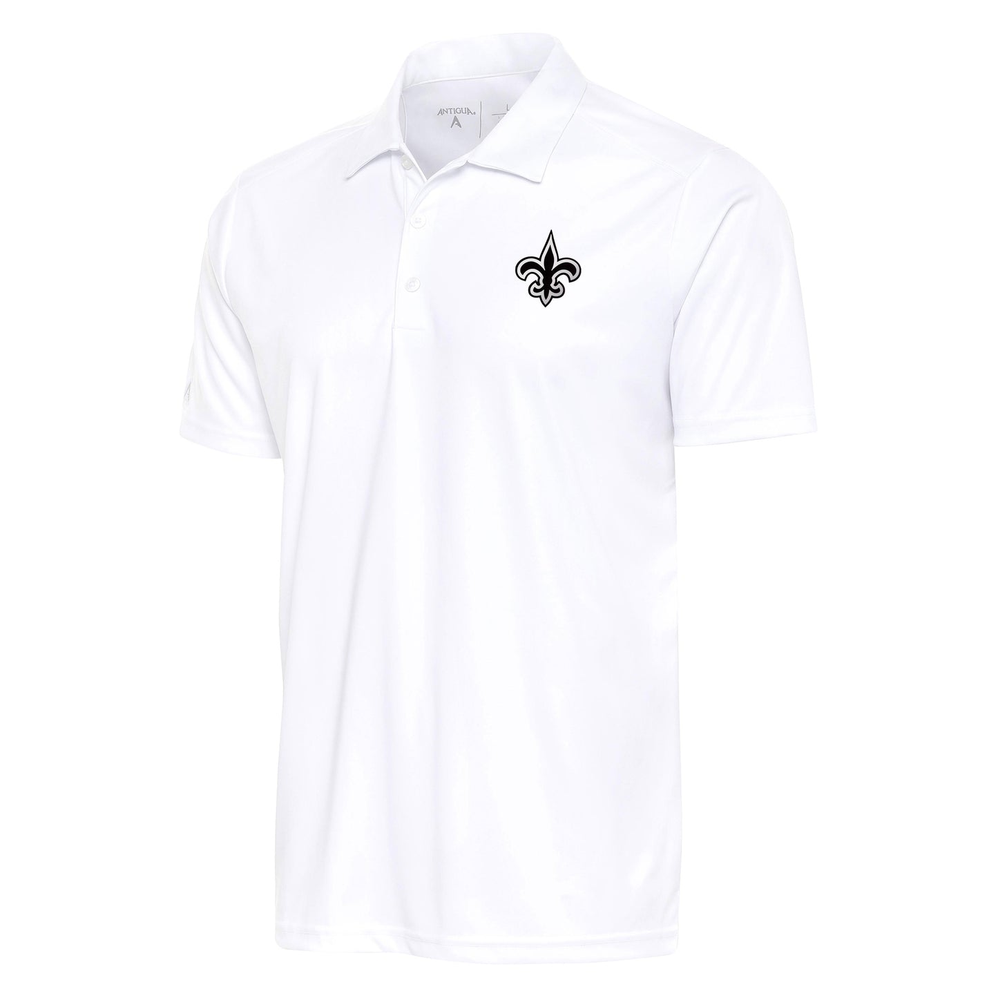 Men's Antigua White New Orleans Saints Metallic Logo Apex Polo