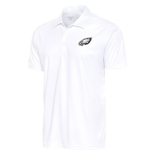 Men's Antigua White Philadelphia Eagles Metallic Logo Apex Polo