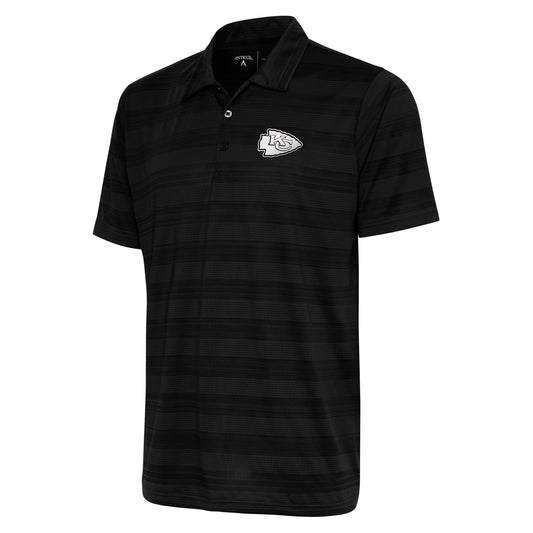 Men's Antigua Black Kansas City Chiefs Metallic Logo Compass Polo