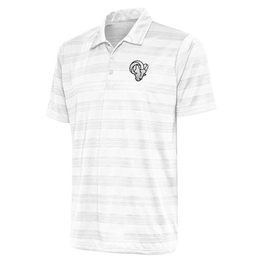 Men's Antigua White Los Angeles Rams Metallic Logo Compass Polo