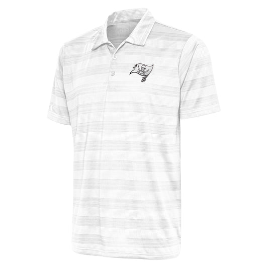 Men's Antigua White Tampa Bay Buccaneers Metallic Logo Compass Polo