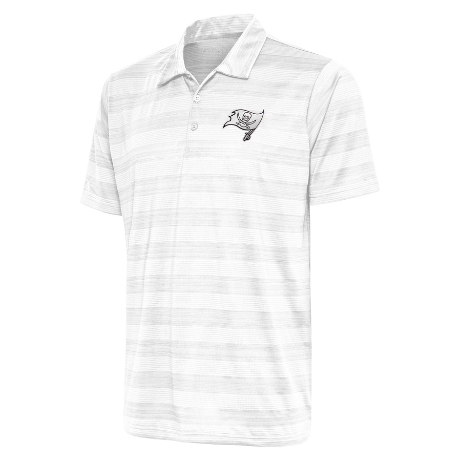 Men's Antigua White Tampa Bay Buccaneers Metallic Logo Compass Polo