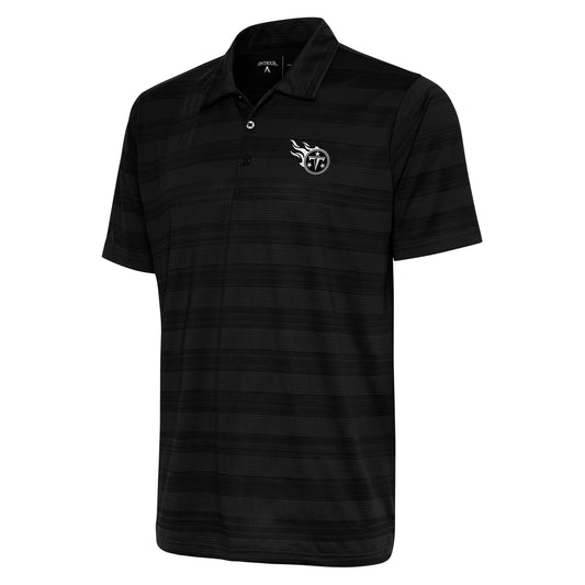 Men's Antigua Black Tennessee Titans Metallic Logo Compass Polo