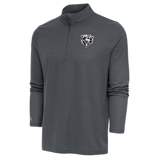 Men's Antigua Heather Charcoal Chicago Bears Metallic Logo Epic Quarter-Zip Pullover Top