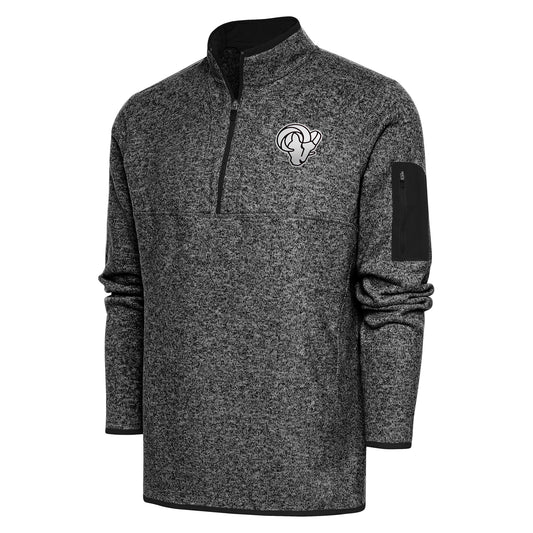 Men's Antigua Heather Black Los Angeles Rams Metallic Logo Big & Tall Fortune Pullover Jacket