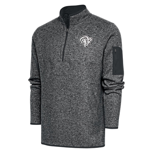 Men's Antigua Heather Charcoal Los Angeles Rams Metallic Logo Big & Tall Fortune Pullover Jacket