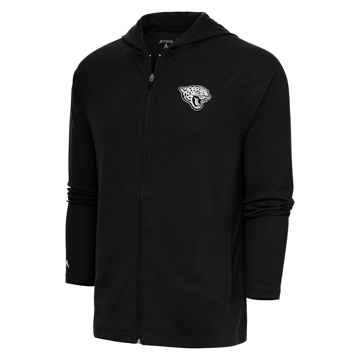 Men's Antigua Black Jacksonville Jaguars Metallic Logo Legacy Full-Zip Hoodie