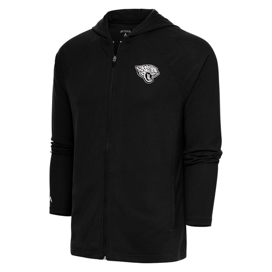 Men's Antigua Black Jacksonville Jaguars Metallic Logo Legacy Full-Zip Hoodie