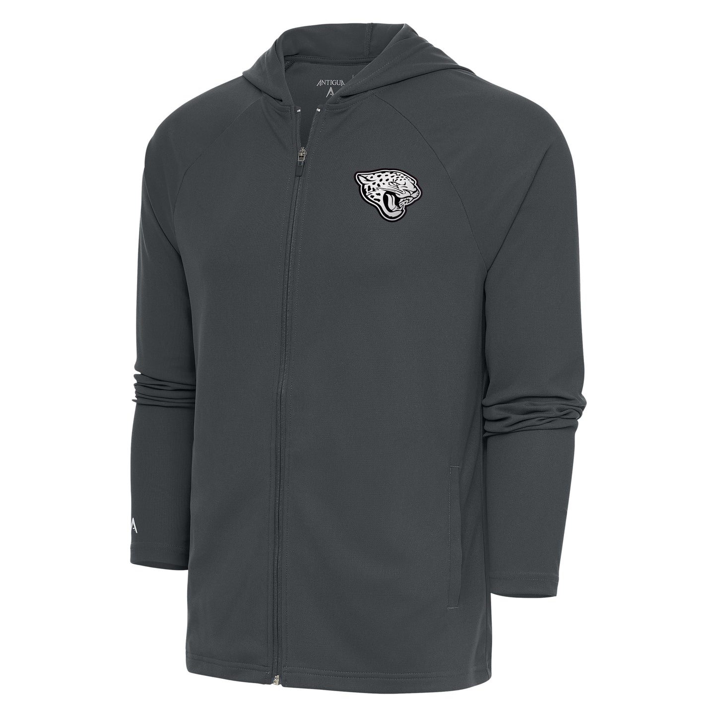 Men's Antigua Charcoal Jacksonville Jaguars Metallic Logo Legacy Full-Zip Hoodie