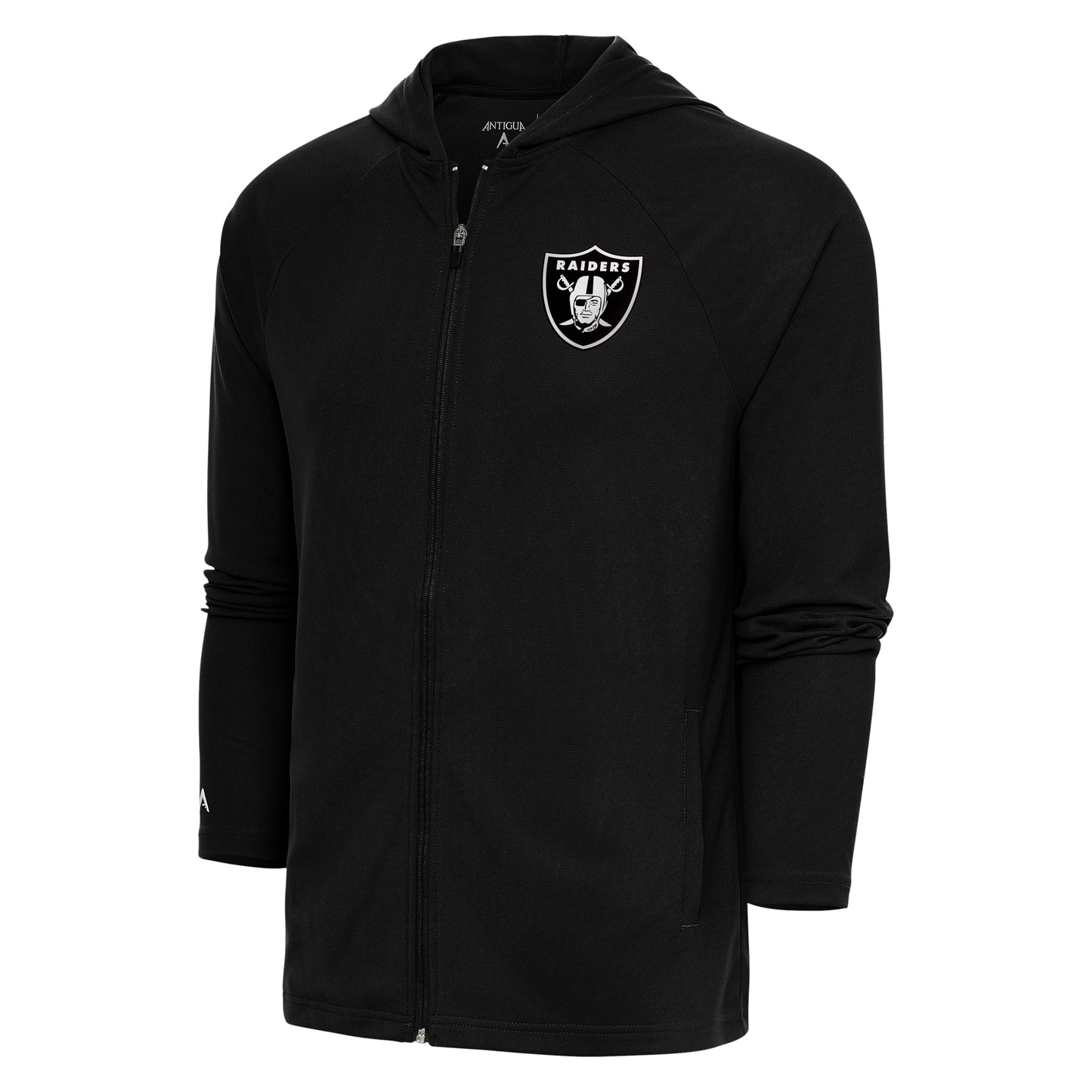 Men's Antigua Black Las Vegas Raiders Metallic Logo Legacy Full-Zip Hoodie