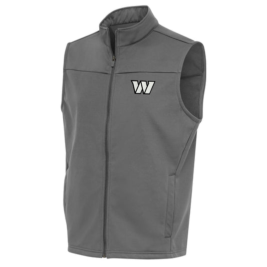 Men's Antigua Steel Washington Commanders Metallic Logo Links Full-Zip Golf Vest