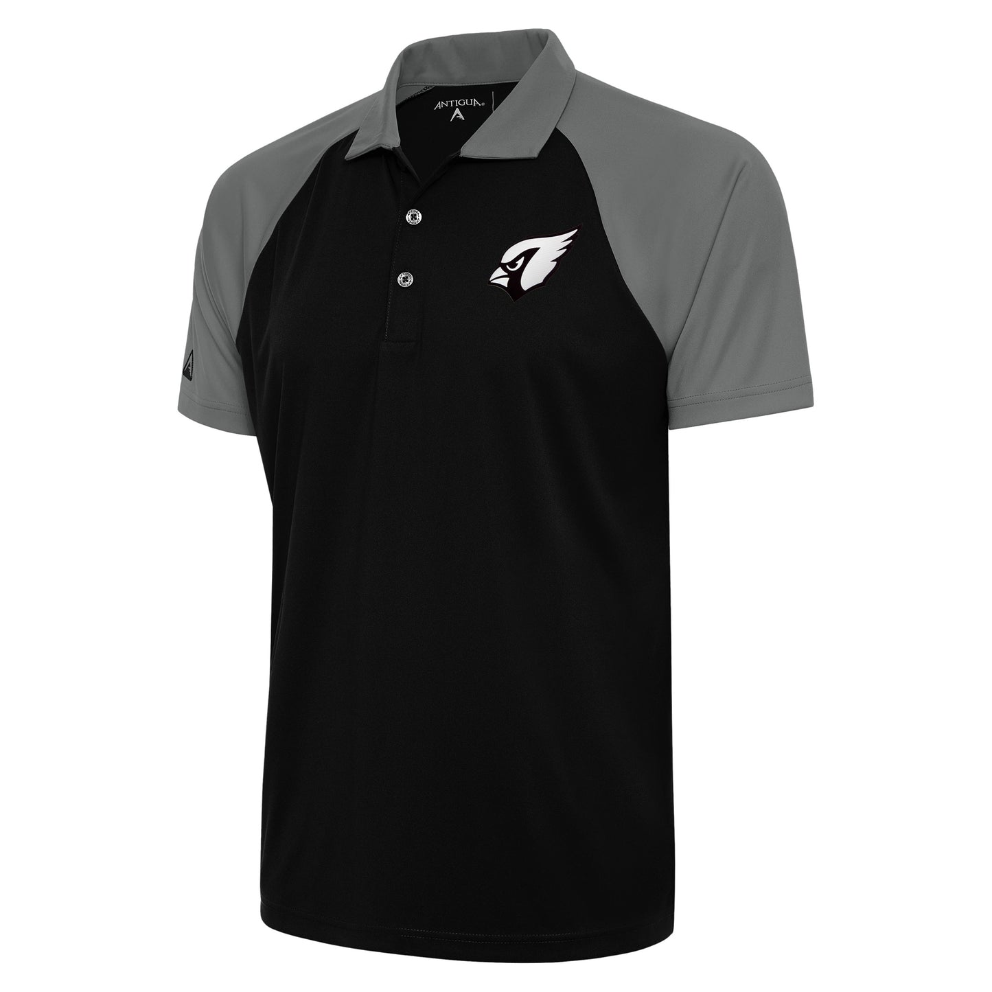 Men's Antigua Black/Gray Arizona Cardinals Metallic Logo Nova Polo