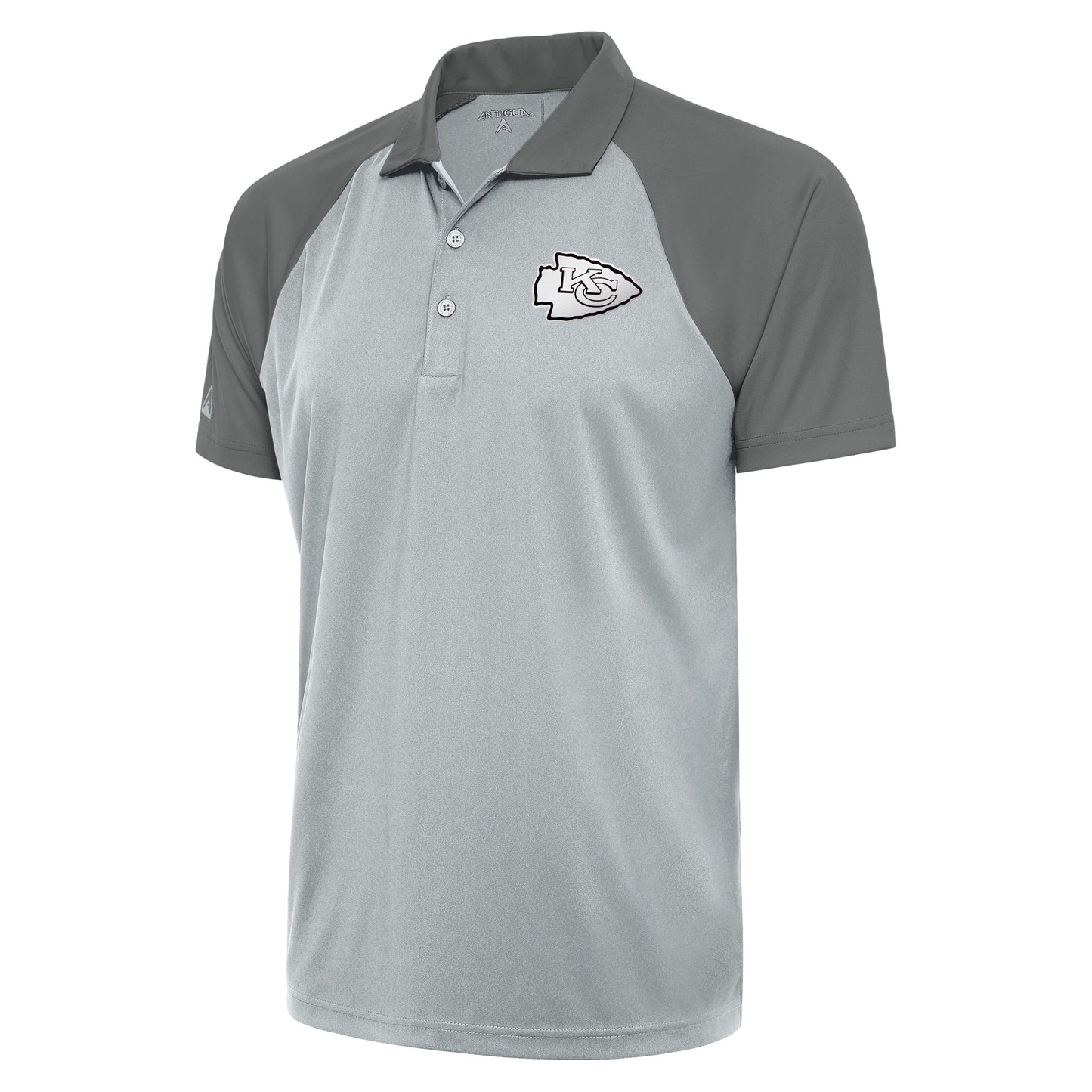 Men's Antigua Silver/Gray Kansas City Chiefs Metallic Logo Nova Polo