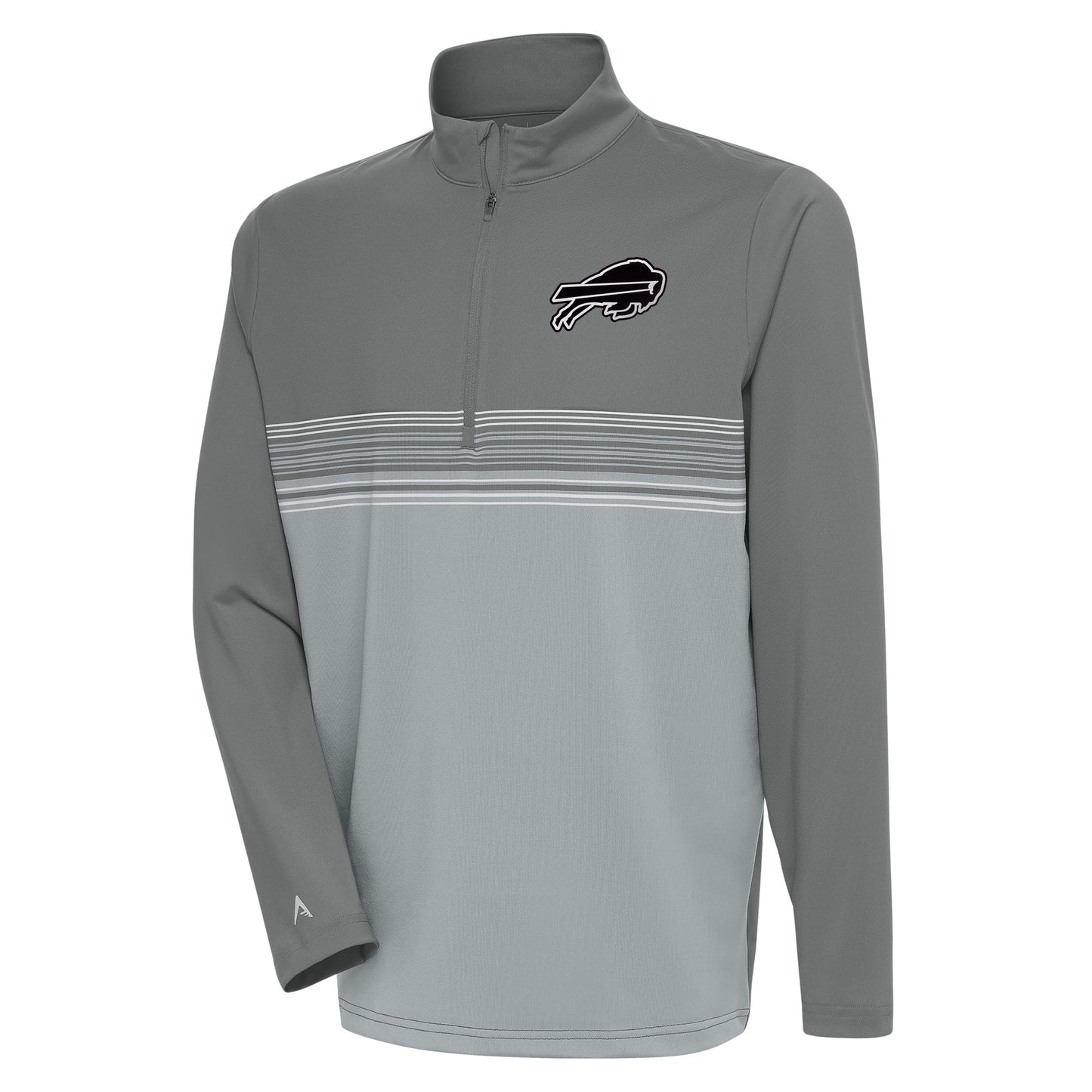 Men's Antigua Steel Buffalo Bills Metallic Logo Pace Quarter-Zip Pullover Top