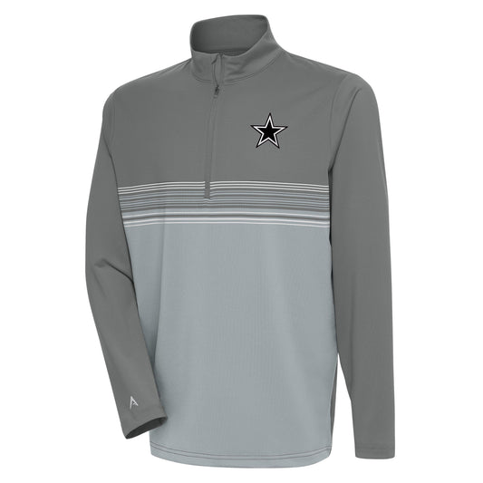 Men's Antigua Steel Dallas Cowboys Metallic Logo Pace Quarter-Zip Pullover Top