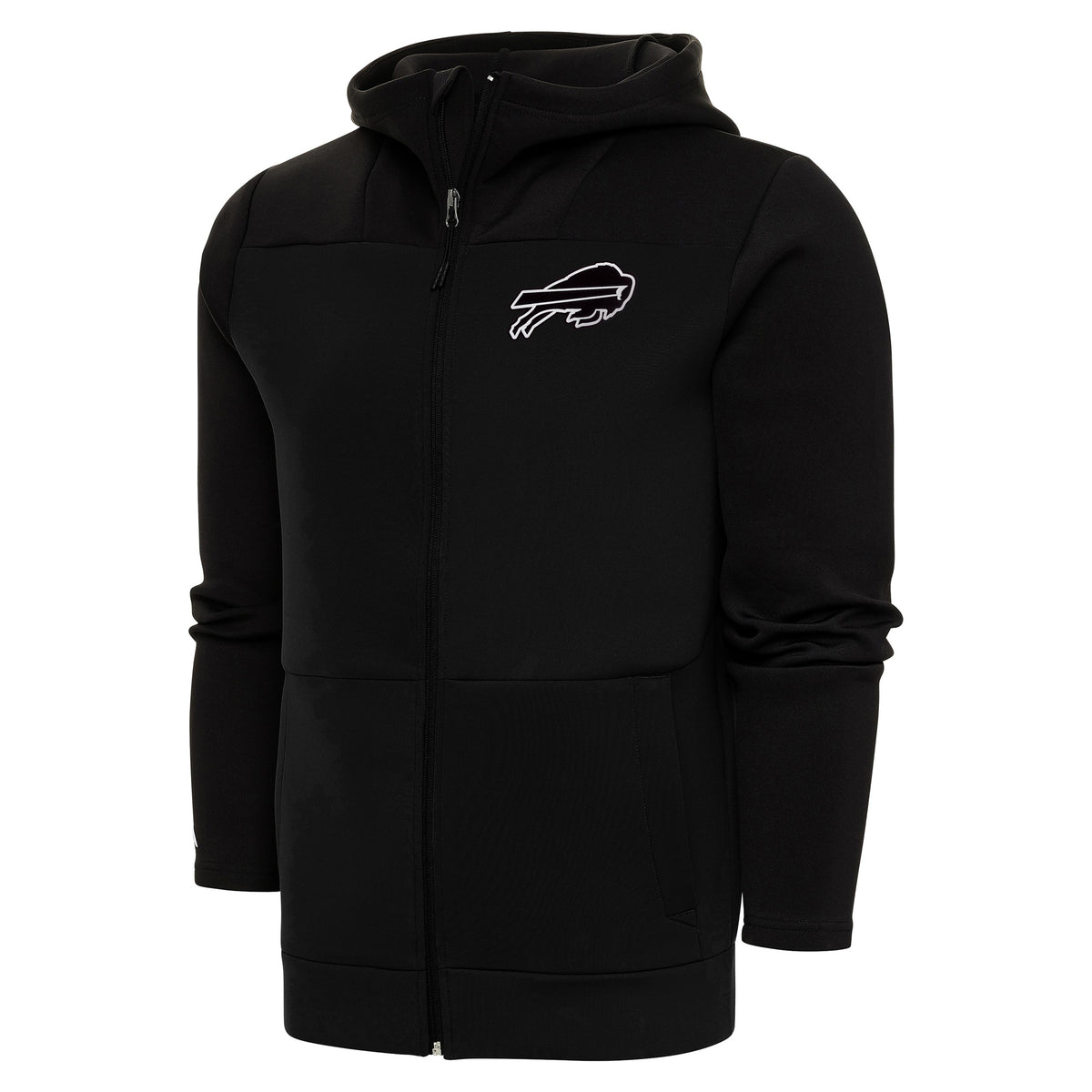 Men's Antigua Black Buffalo Bills Metallic Logo Protect Full-Zip Hoodie