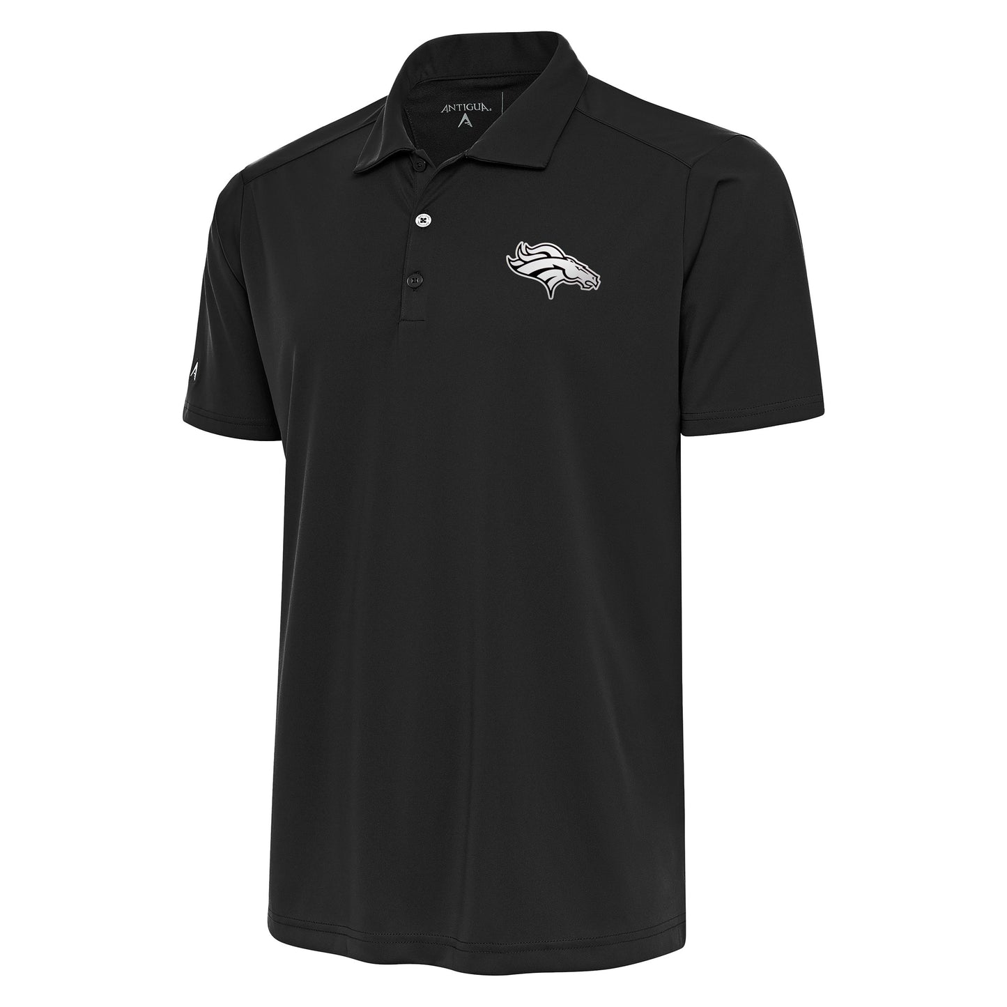 Men's Antigua Charcoal Denver Broncos Metallic Logo Tribute Polo