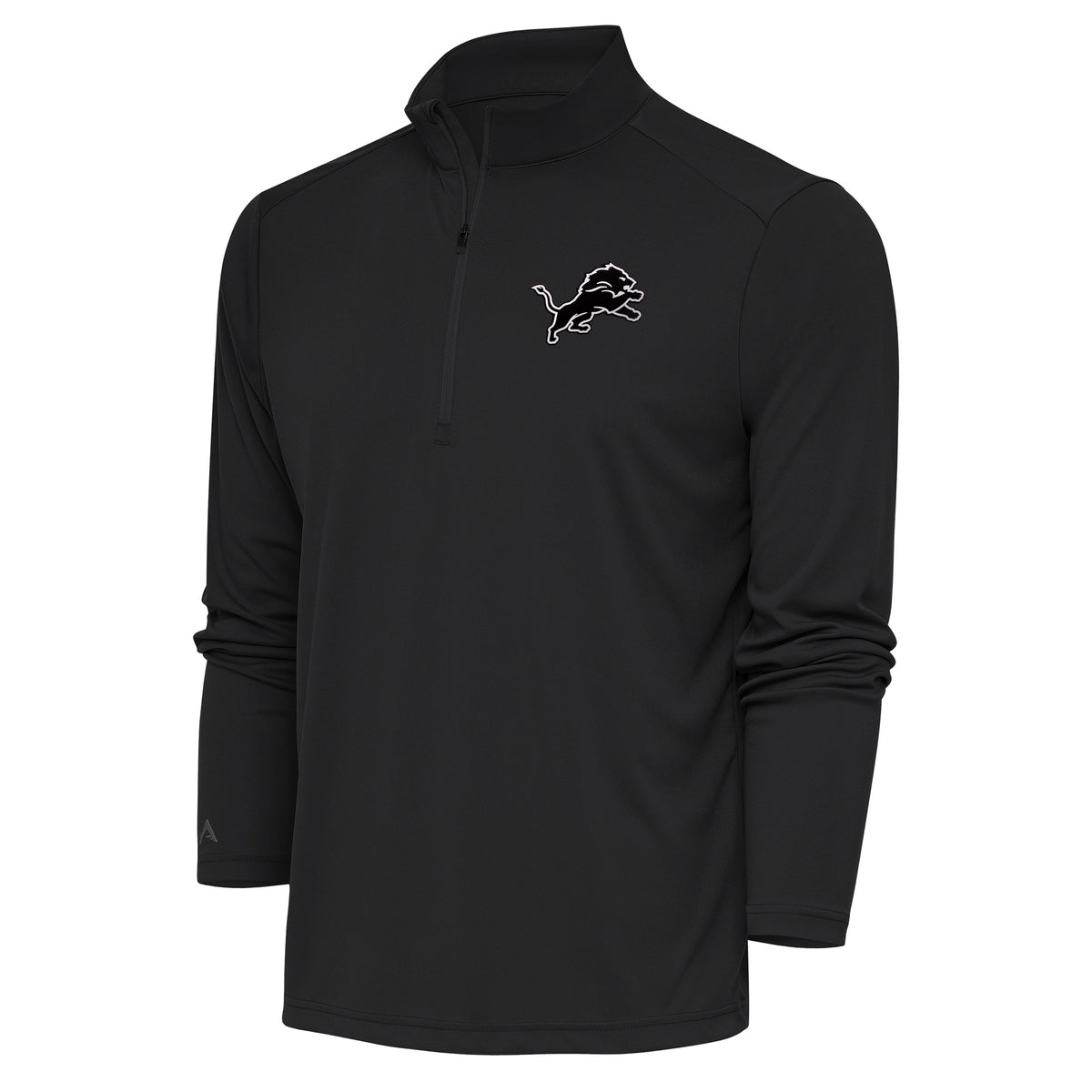 Men's Antigua Charcoal Detroit Lions Metallic Logo Tribute Quarter-Zip Top