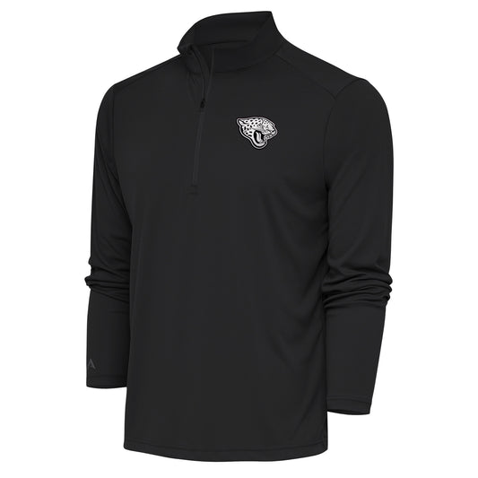 Men's Antigua Charcoal Jacksonville Jaguars Metallic Logo Tribute Quarter-Zip Top