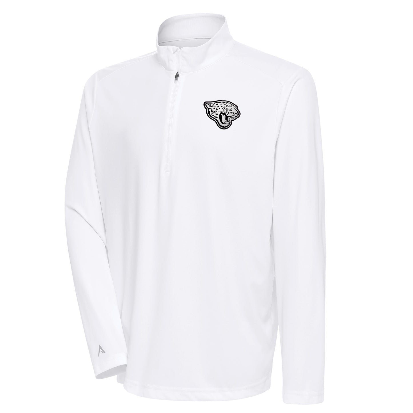 Men's Antigua White Jacksonville Jaguars Metallic Logo Tribute Quarter-Zip Top