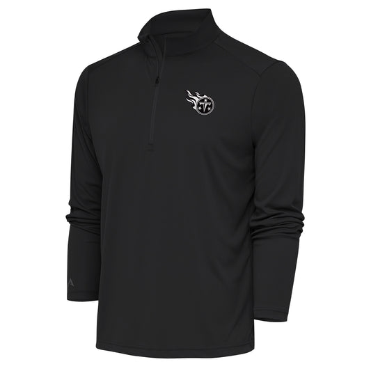 Men's Antigua Charcoal Tennessee Titans Metallic Logo Tribute Quarter-Zip Top