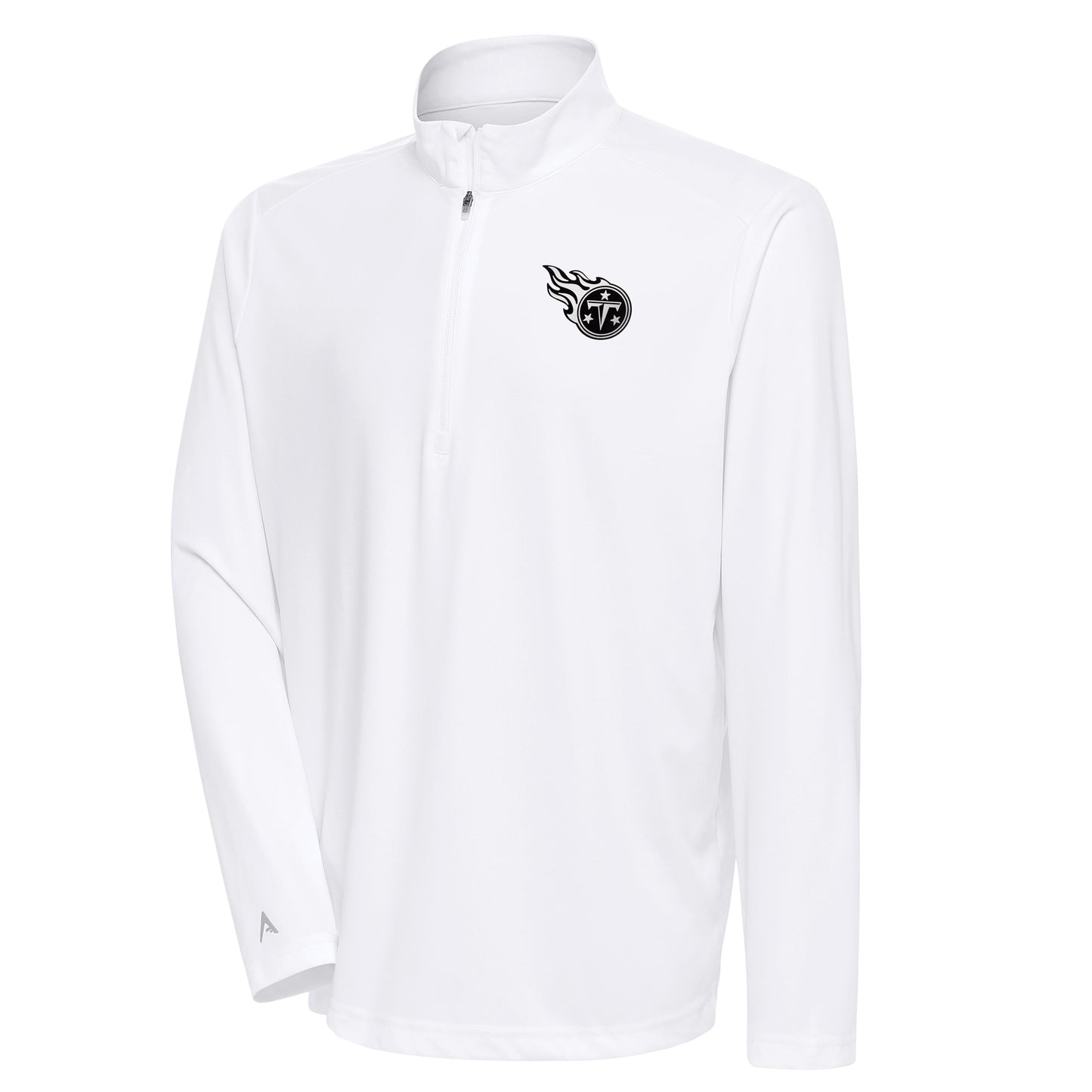 Men's Antigua White Tennessee Titans Metallic Logo Tribute Quarter-Zip Top