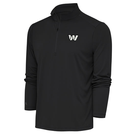 Men's Antigua Charcoal Washington Commanders Metallic Logo Tribute Quarter-Zip Top