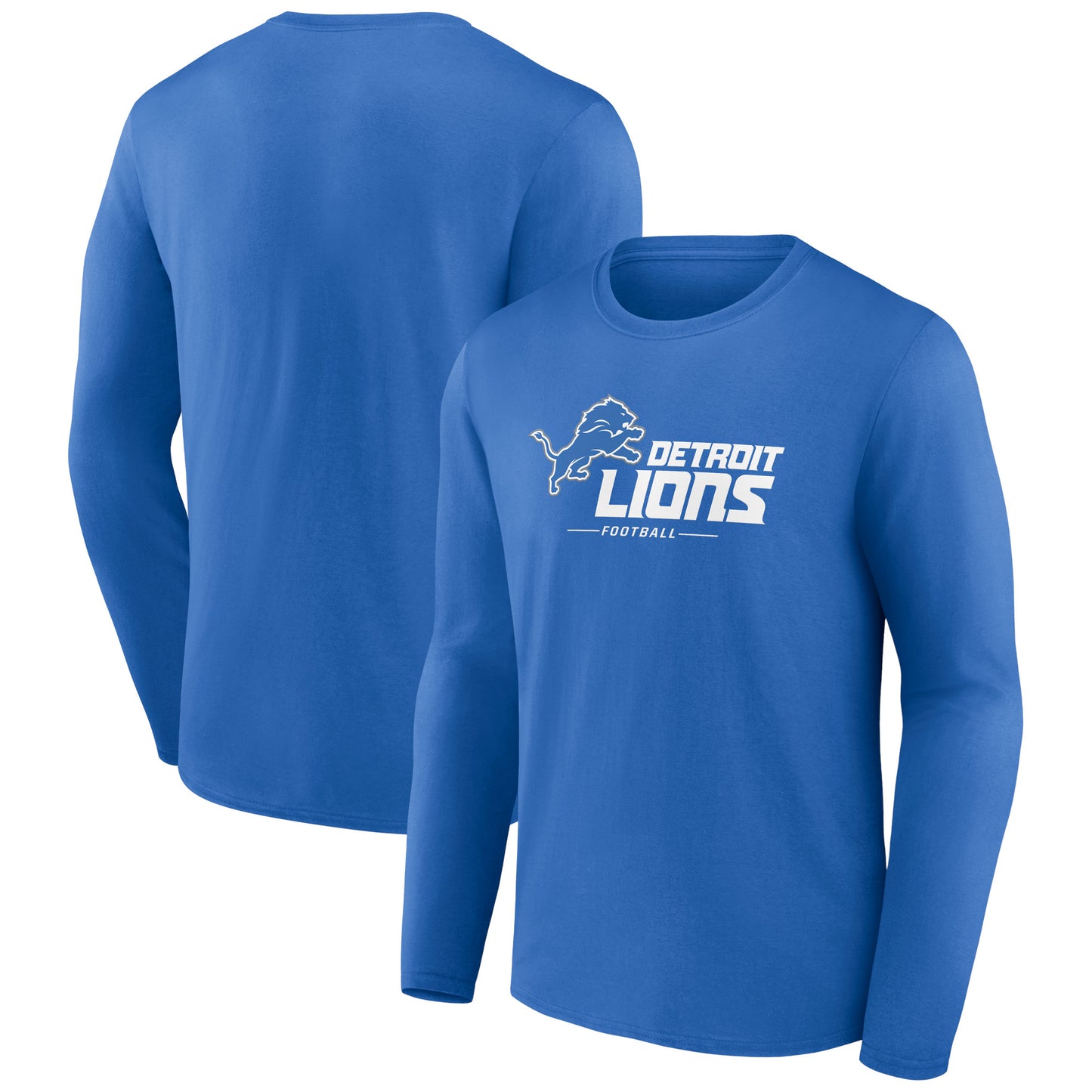 Men's Blue Detroit Lions Logo Team Lockup Long Sleeve T-Shirt