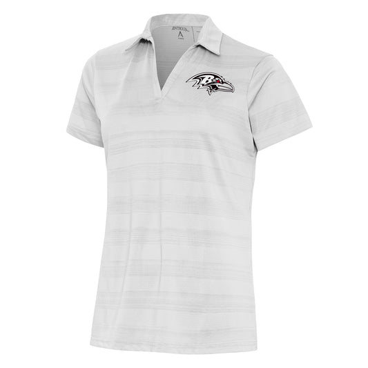 Women's Antigua White Baltimore Ravens Metallic Logo Compass Polo