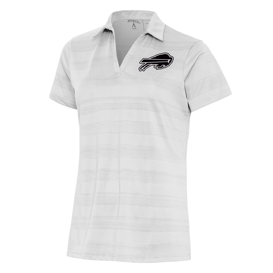 Women's Antigua White Buffalo Bills Metallic Logo Compass Polo