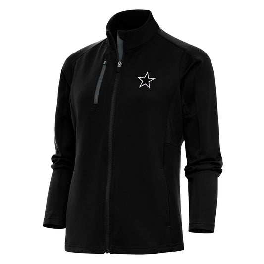 Women's Antigua Black/Charcoal Dallas Cowboys Metallic Logo Generation Full-Zip Jacket